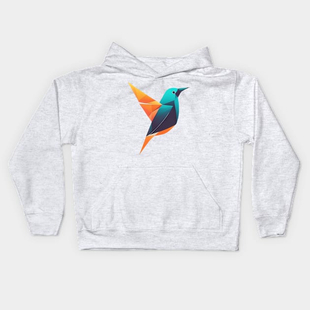 Paradise Bird - Geometric bird design for the environment Kids Hoodie by Greenbubble